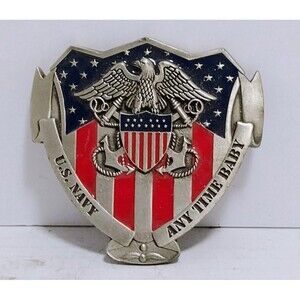 2007 GREAT AMERICAN PRODUCTS 4818PC US NAVY PATRIOTIC ENAMELED METAL BELT BUCKLE